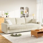 Beige Corduroy Three-Seater Sofa